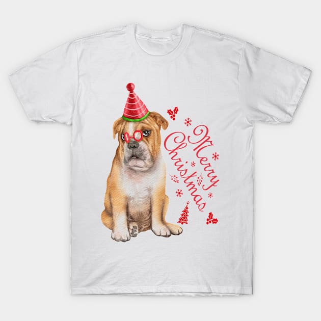 Christmas Buldog T-Shirt by StarWheel